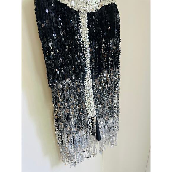 Vintage Womens Showgirl SequinTop  Size Small/4 Silver/Black Bodysuit - Picture 5 of 6